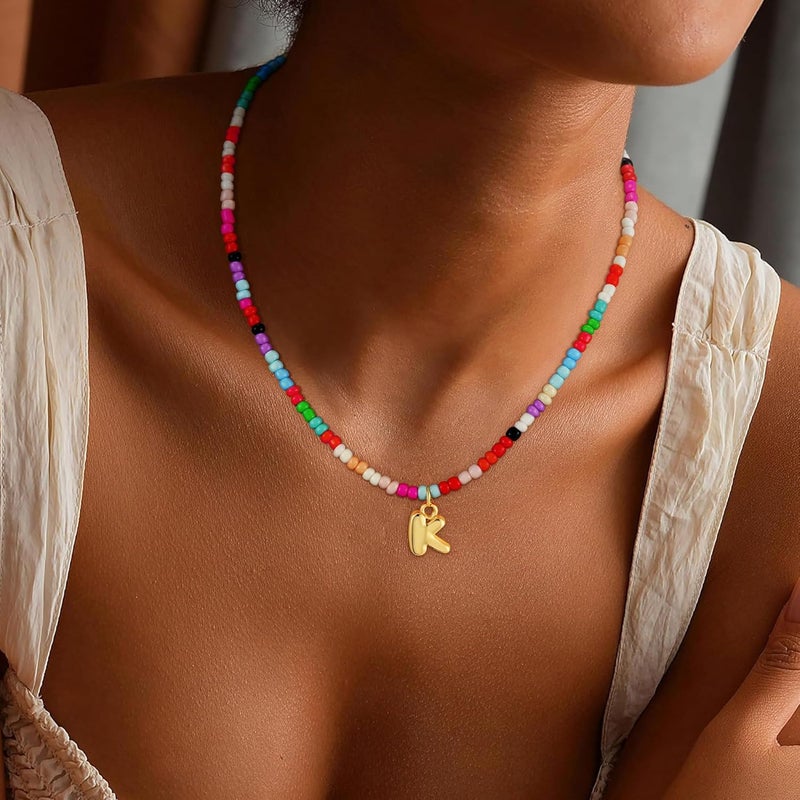 Maxcate Valentines Day Gifts for Kids Teen Girls Women - Bubble Colorful Initial Necklaces for Teen Girl Gifts Trendy Stuff Birthday Valentines Gift Choker Necklace for Women Girl Kids Jewelry - Image 3